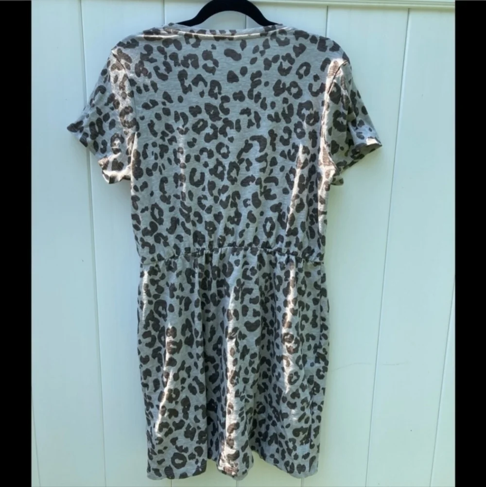 NWT Old Navy Waist-Defined Slub-Knit T-Shirt Dress Leopard Animal Print XS New - Picture 4 of 9